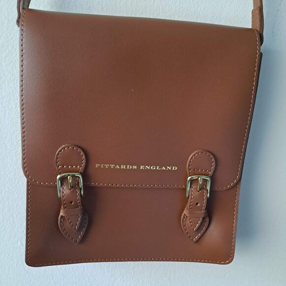 Pittards England College Satchel North South Crossbody Bag in Tan Brown Leather - Picture 7 of 16